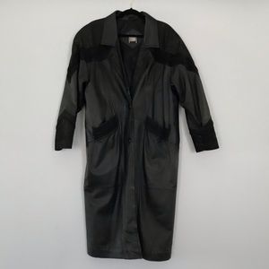 Greg Bell vintage black leather jacket suede detail